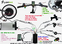 BMX 20 inch 48V 52V 1500W rear hub motor electric bike conversion kit wire diagram