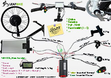 26 inch 48V 1500W front hub motor electric bike conversion kit wire diagram