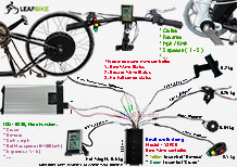 24 inch 48V 52V 1500W rear hub motor wheel - electric bike conversion kit wire diagram
