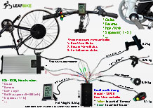 27 inch 48V 52V 1500W rear hub motor electric bike conversion kit wire diagram